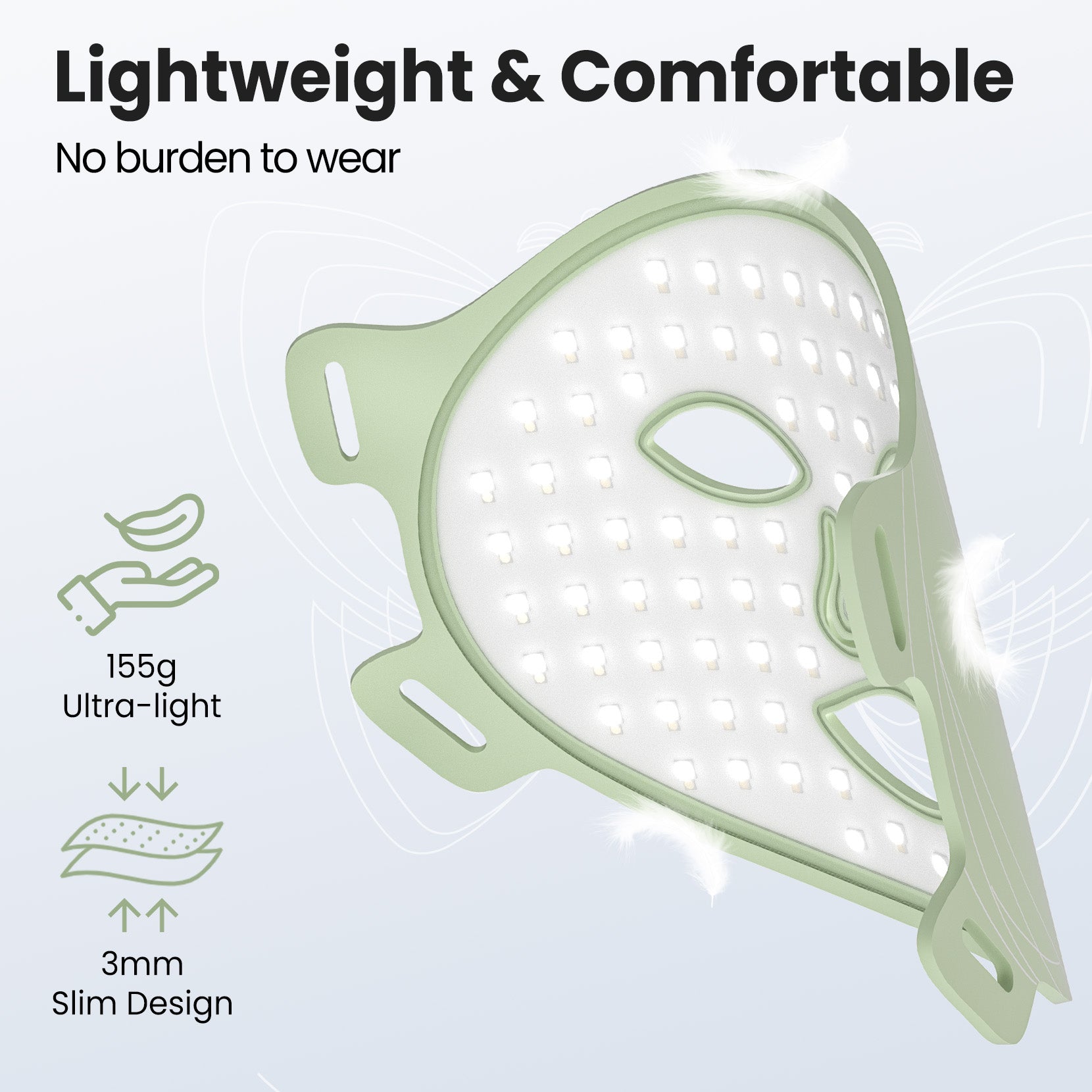 FDA-Cleared Red Light Therapy Face Mask - 3-Level Adjustable 850nm NIR LED, Remote Control & Timer, Portable Design with Storage Bag & Charger