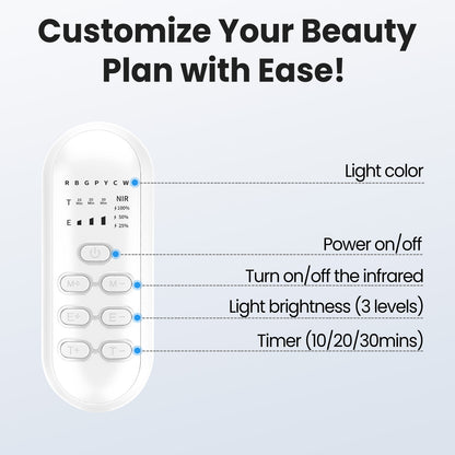 FDA-Cleared Red Light Therapy Face Mask - 3-Level Adjustable 850nm NIR LED, Remote Control & Timer, Portable Design with Storage Bag & Charger